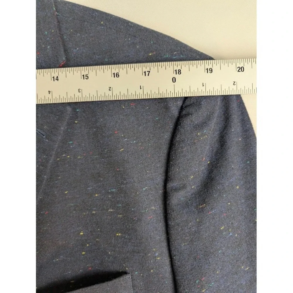 Charleston Threads Blazer Mens 44 Navy Blue Speckled Tweed Two Button‎ Jacket